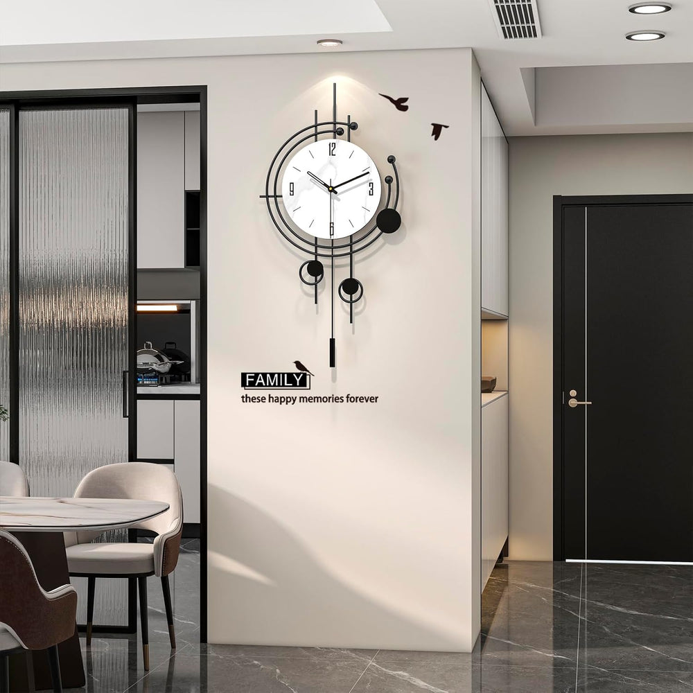 Modern Wall Clock for Living Room Decor Large Decorative Metal Wall Clock wit...
