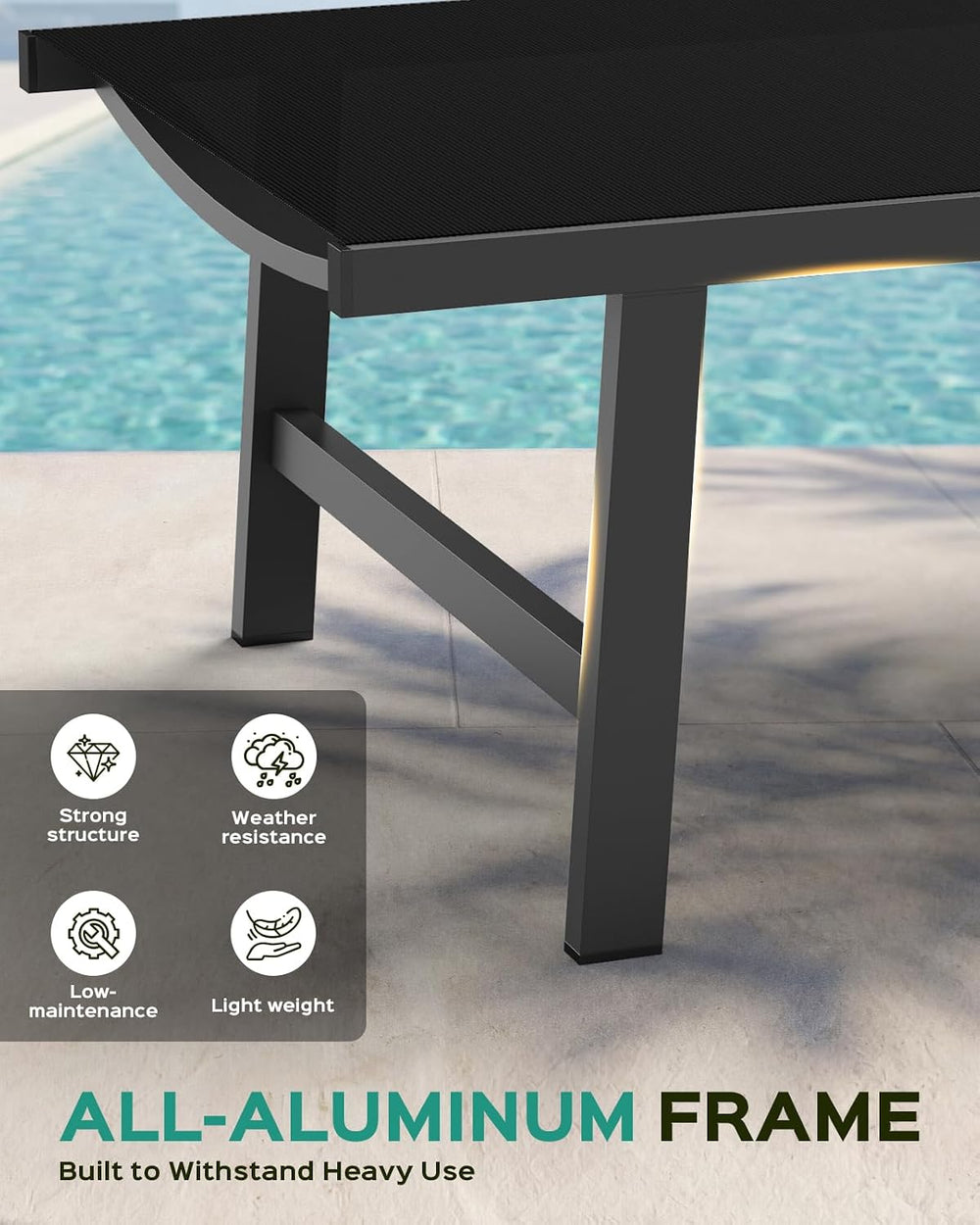 Vexwalx Patio Chaise Lounge Chair Outdoor with Wheels&Armrests, Aluminum ...
