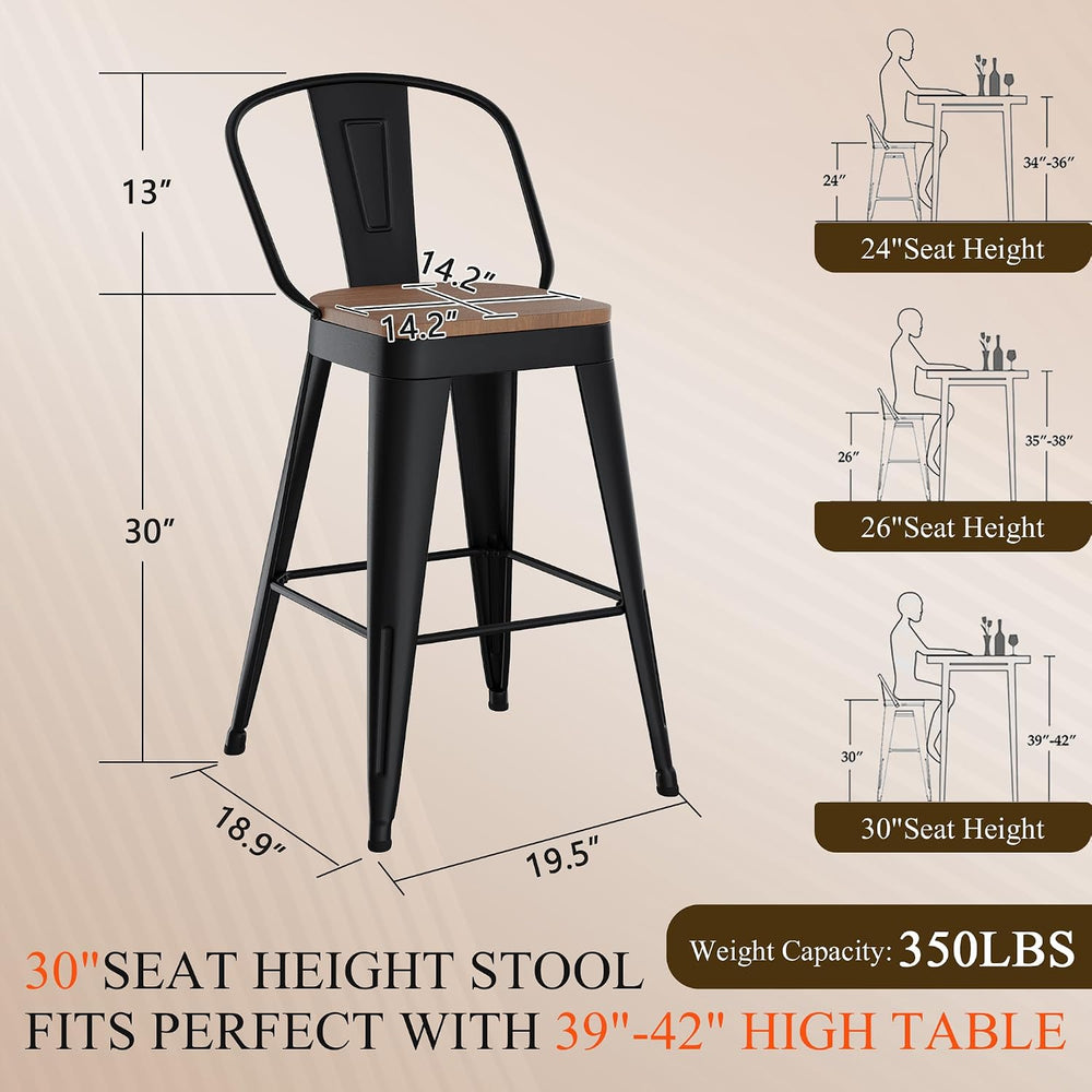 Aklaus Swivel Bar Stools 30 inch Metal Swivel Bar Height Barstools Set of 4 M...