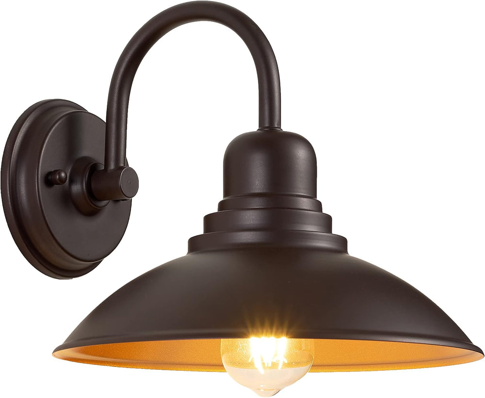 GOLDHILL 10.5" Bronze Gooseneck Metal Outdoor Barn Light, Powder Coated ...
