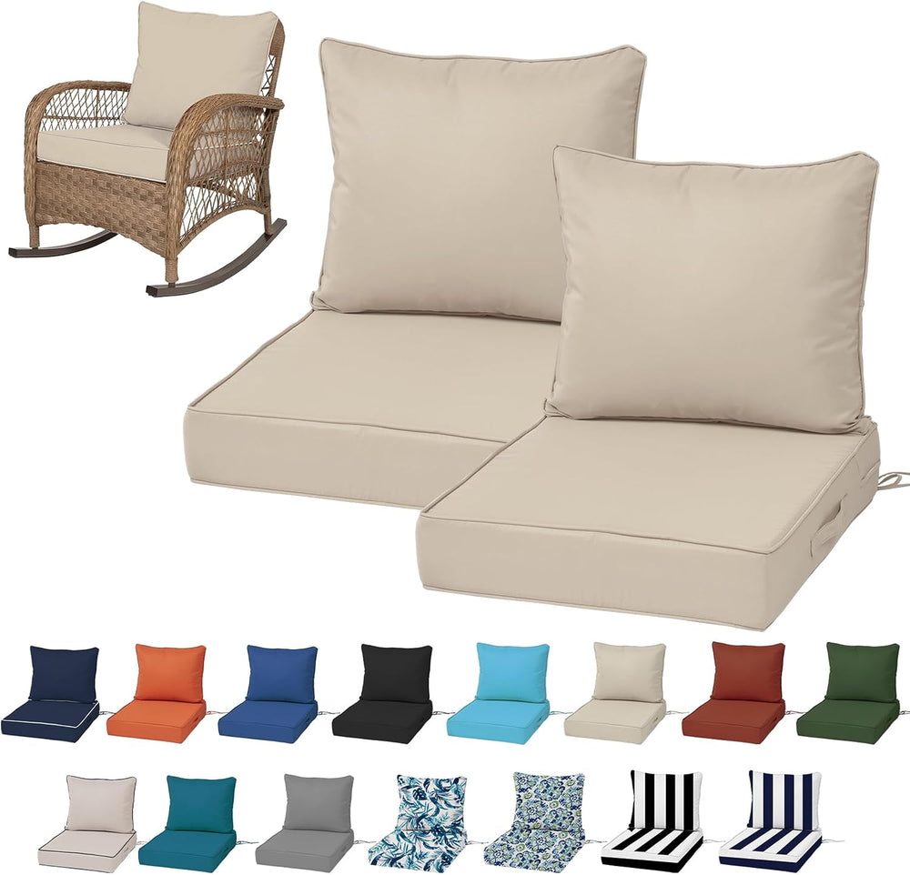 24x24“ Outdoor Deep Seat Cushions Set of 2, Patio Replacement Foam Cushions f...