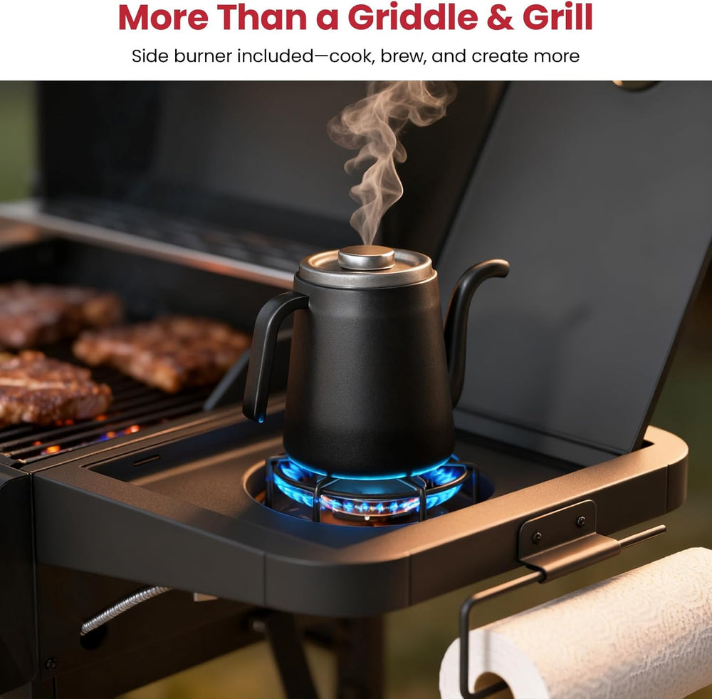 LAUDLIFE 5-Burner Propane Grill Griddle Combo with Side Burner