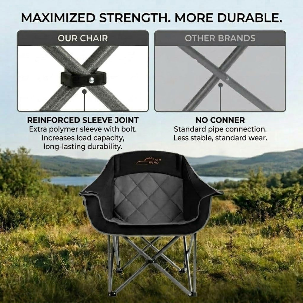 FAIR WIND 2 Pack XL Oversized Padded Camping Chair Heavy Duty for Adults