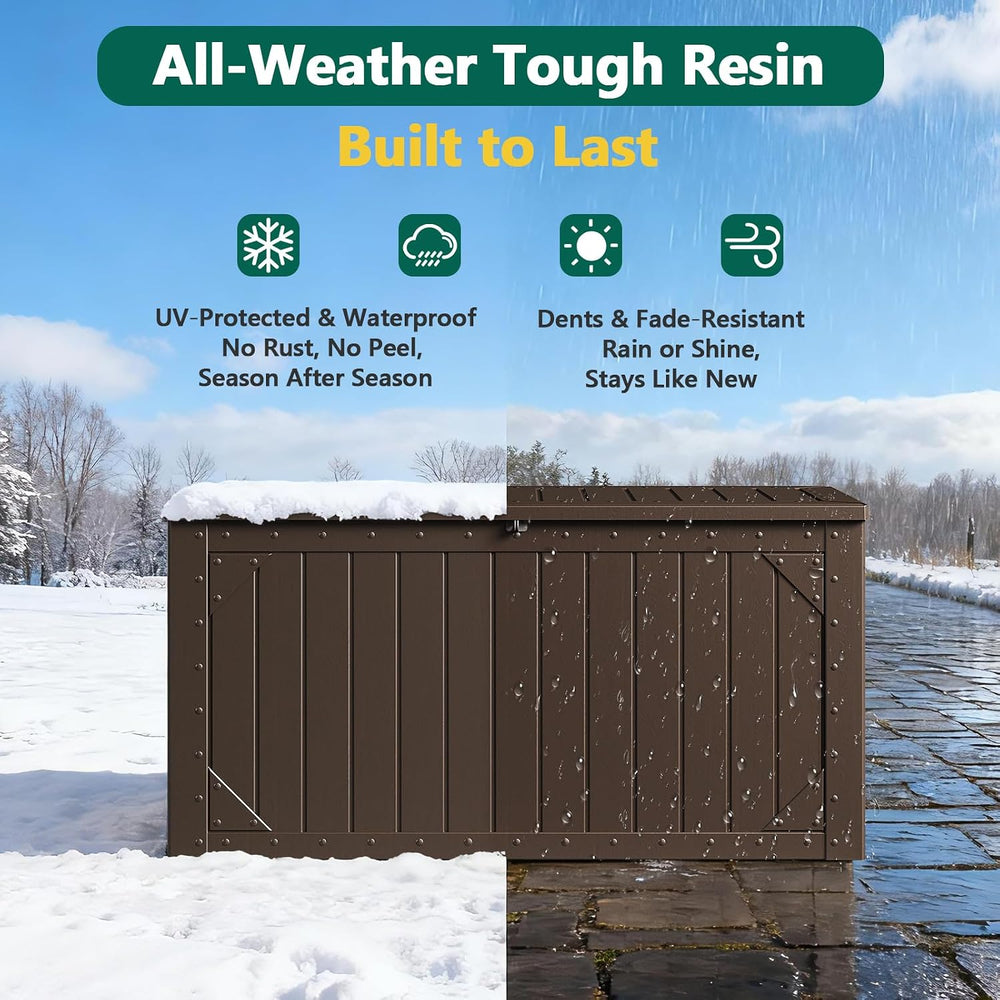 Outdoor Storage Box, 98 Gallon Deck Box, Outdoor Storage Bench, Waterproof Re...