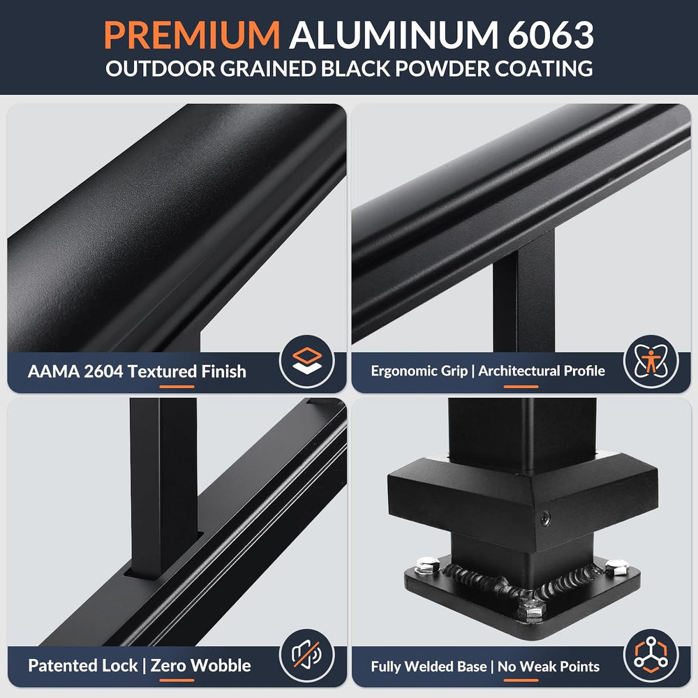 Egadis 1 Pack 36 in x 6 ft Modular Aluminum Porch and Deck Railing Kit