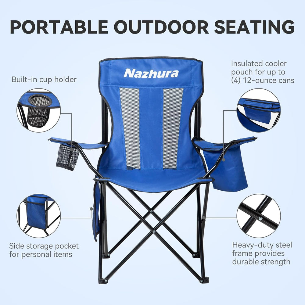 Nazhura 4 Pack Outdoor Camping Chairs Folding/Foldable/Portable with Cooler P...