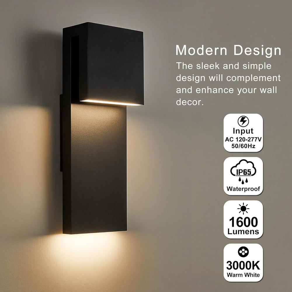 Tarentlight Modern LED Outdoor Wall Sconce 17W Integrated LED Outdoor Wall Mo...
