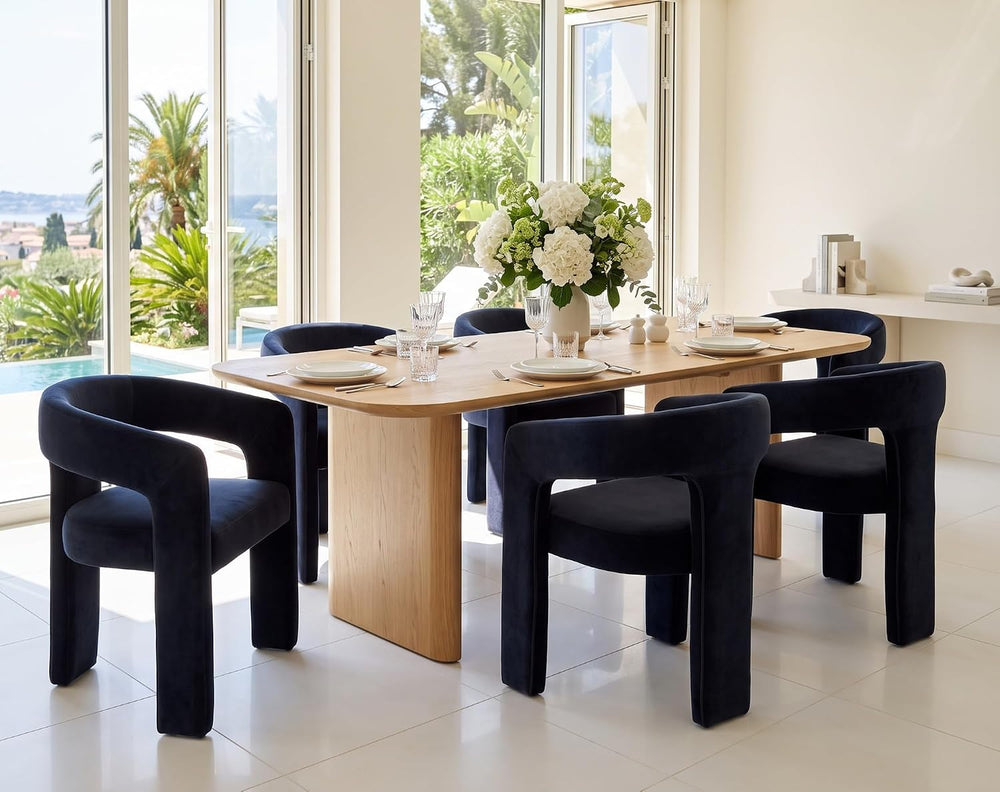 RIVOVA Modern Barrel Dining Chair, Velvet Upholstered Accent Side Chair with ...