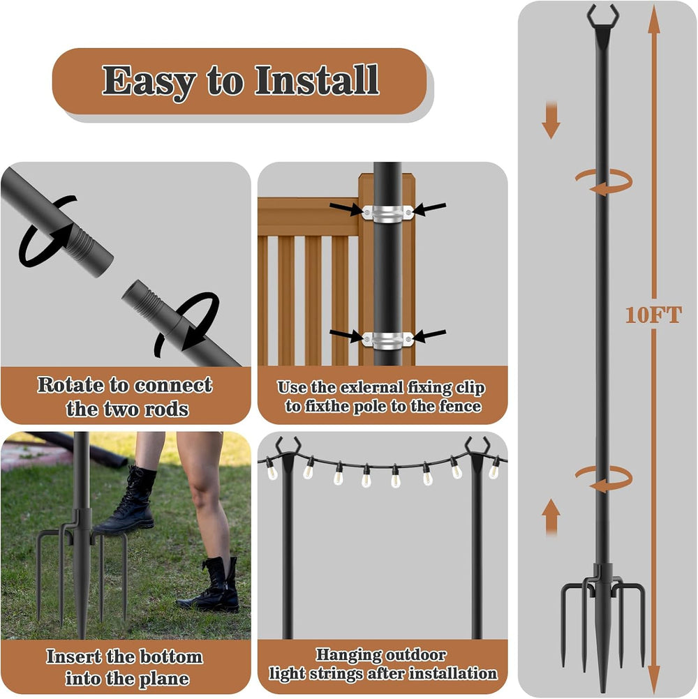 NUERPO 7 Pack String Light Poles,Metal Poles for Hanging Outdoor Light String...