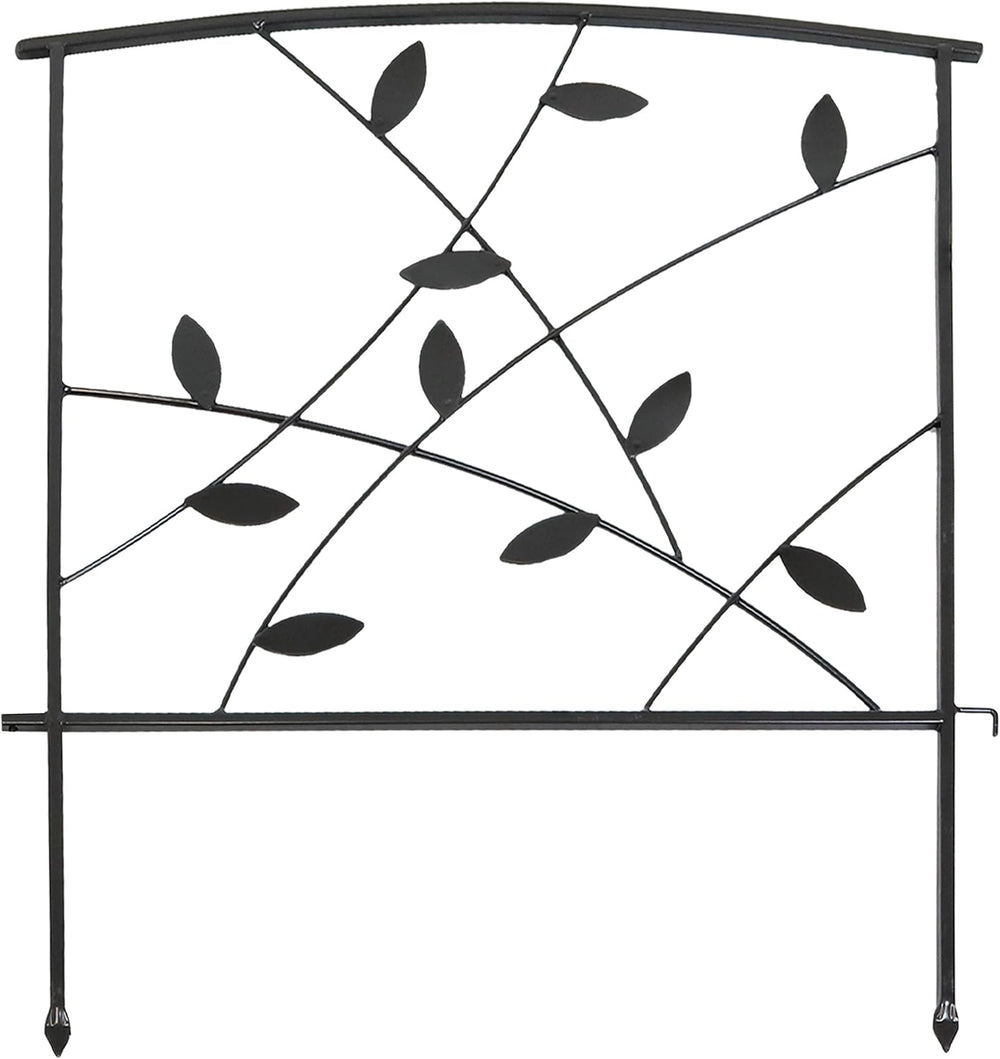 Sunnydaze No Dig Decorative Garden Fence Border, 5 Panels, 10' Total, Black