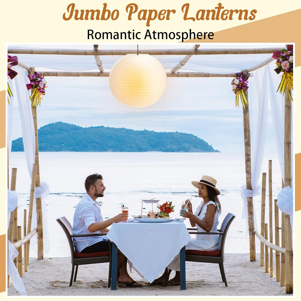 2 Pack 30 Inch Large Paper Lanterns White Hanging Lantern for Decor