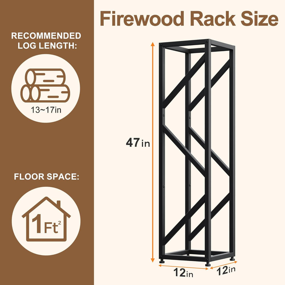 Firewood Rack Indoor 47 Inch Tall, 4-Tier Heavy-Duty Firewood Holder for Fire...