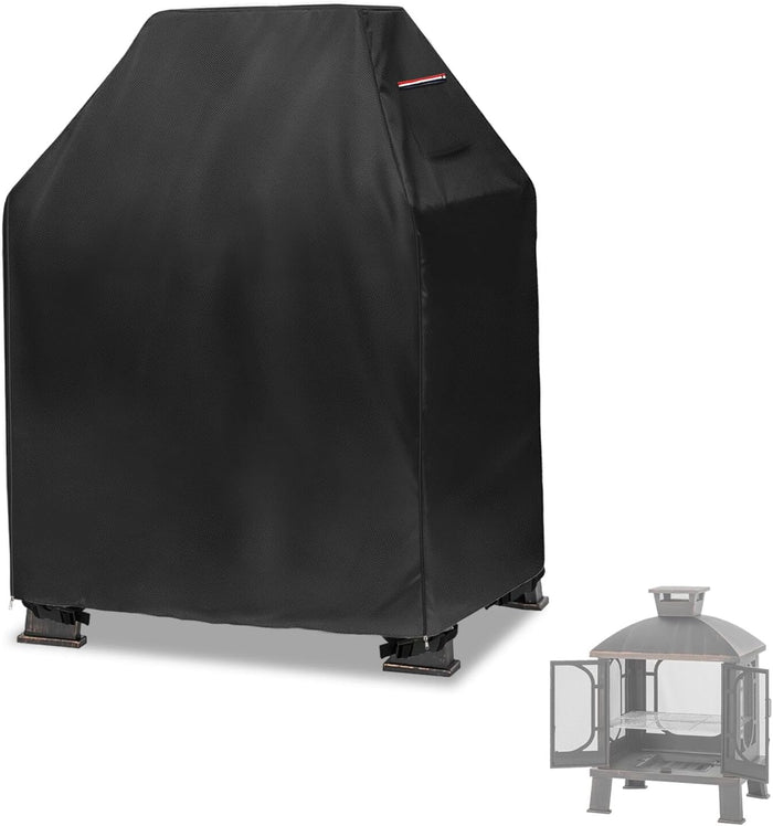 Outdoor Fireplace Cover,Heavy Duty 600D Waterproof Square Chimineas Fireplace Covers,Cover for Panovue Chiminea Fire Pit,32" L x 24" W x 45" H,Black