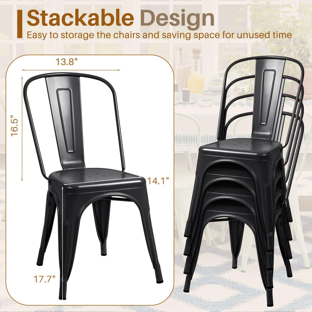 Furmax Metal Dining Chair Indoor-Outdoor Use Stackable Classic Trattoria Chai...