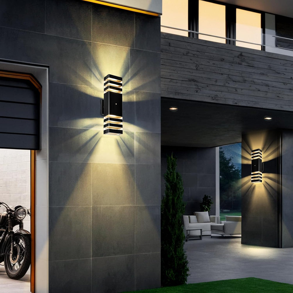 LED Square Up & Down Wall Lights,Outdoor Wall Lights Exterior Light Fixtu...