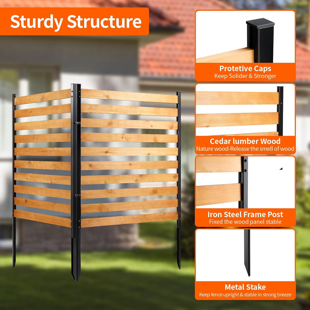 Svarog 3 Panels Outdoor Privacy Screen Fence Panels,Wood Privacy Screen Slatt...