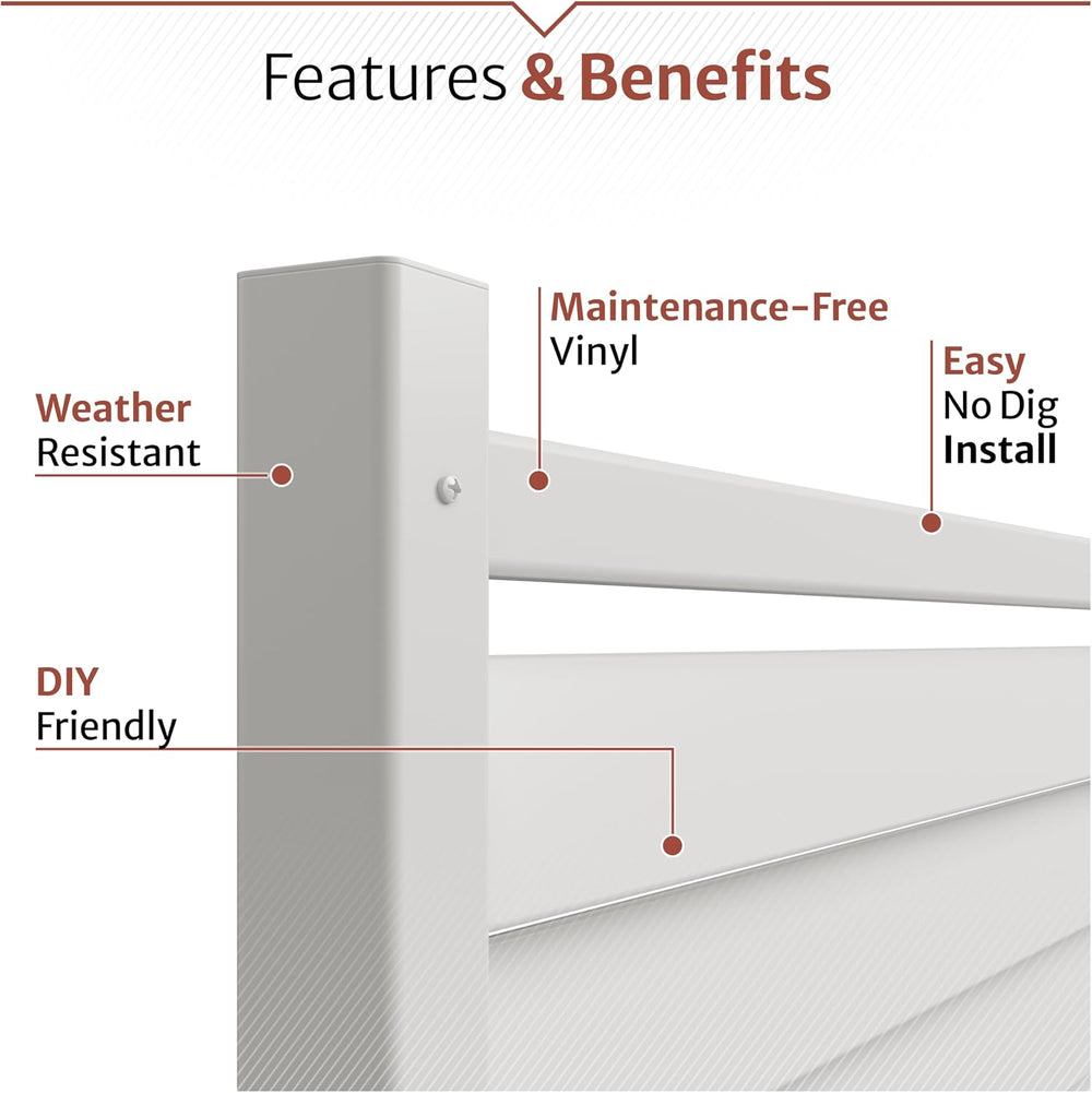 Enclo Waverly Privacy Screen, White Vinyl DIY No Dig Kit
