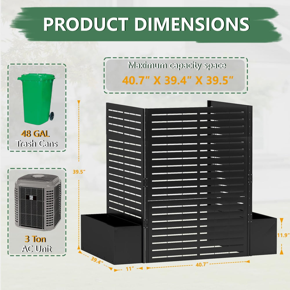 FOOWIN Air Conditioner Fence, 3 Panels Metal Privacy Screen with Planter Box,...