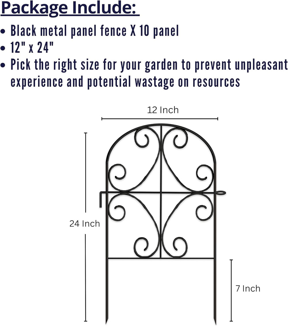 ShopLaLa Garden Fence Border Animal Barrier (10 Panels) 12in(L) x 24in(H) Met...