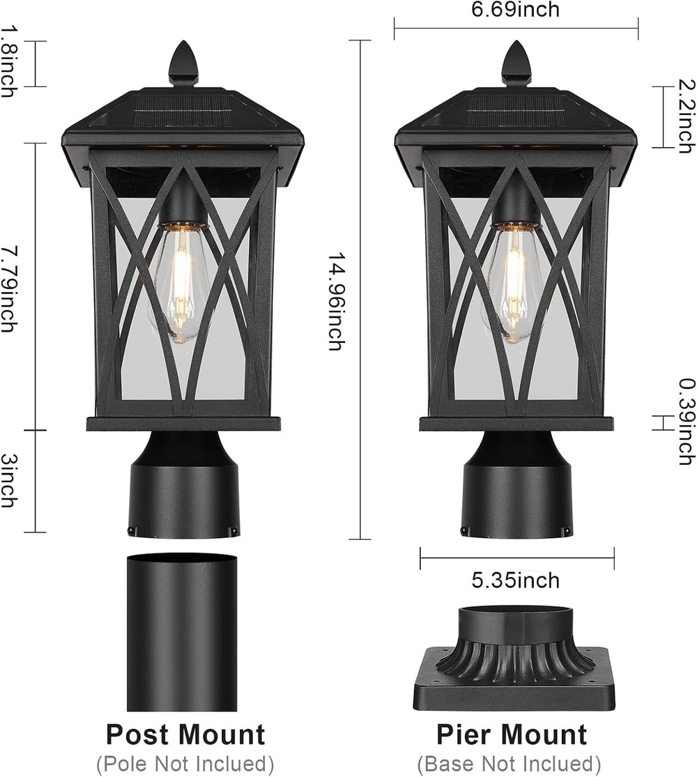 Treekee Solar Post Lights Outdoor, Modern Farmhouse Pier Mount Lamp Post Ligh...