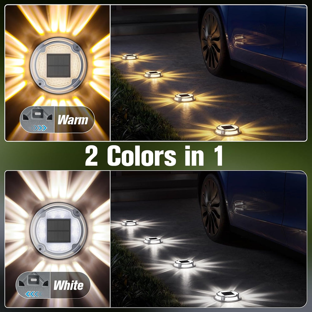 VOLISUN Solar Driveway Deck Dock Marine Lights 2 Colors Modes,16 Pack