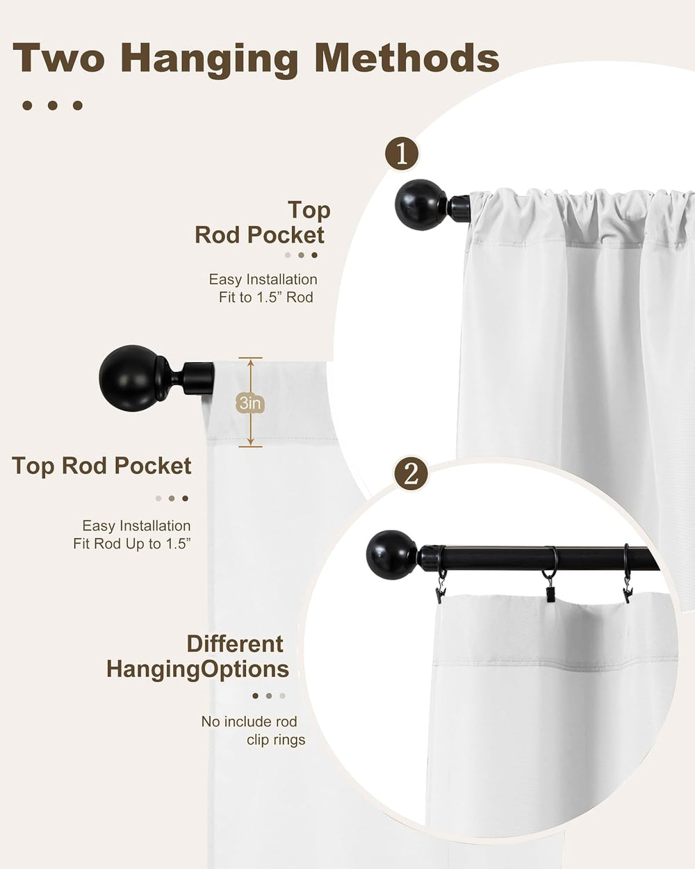 Outdoor Curtains for Patio Waterproof Rod Pocket 6 Pcs 54x95 Inch White