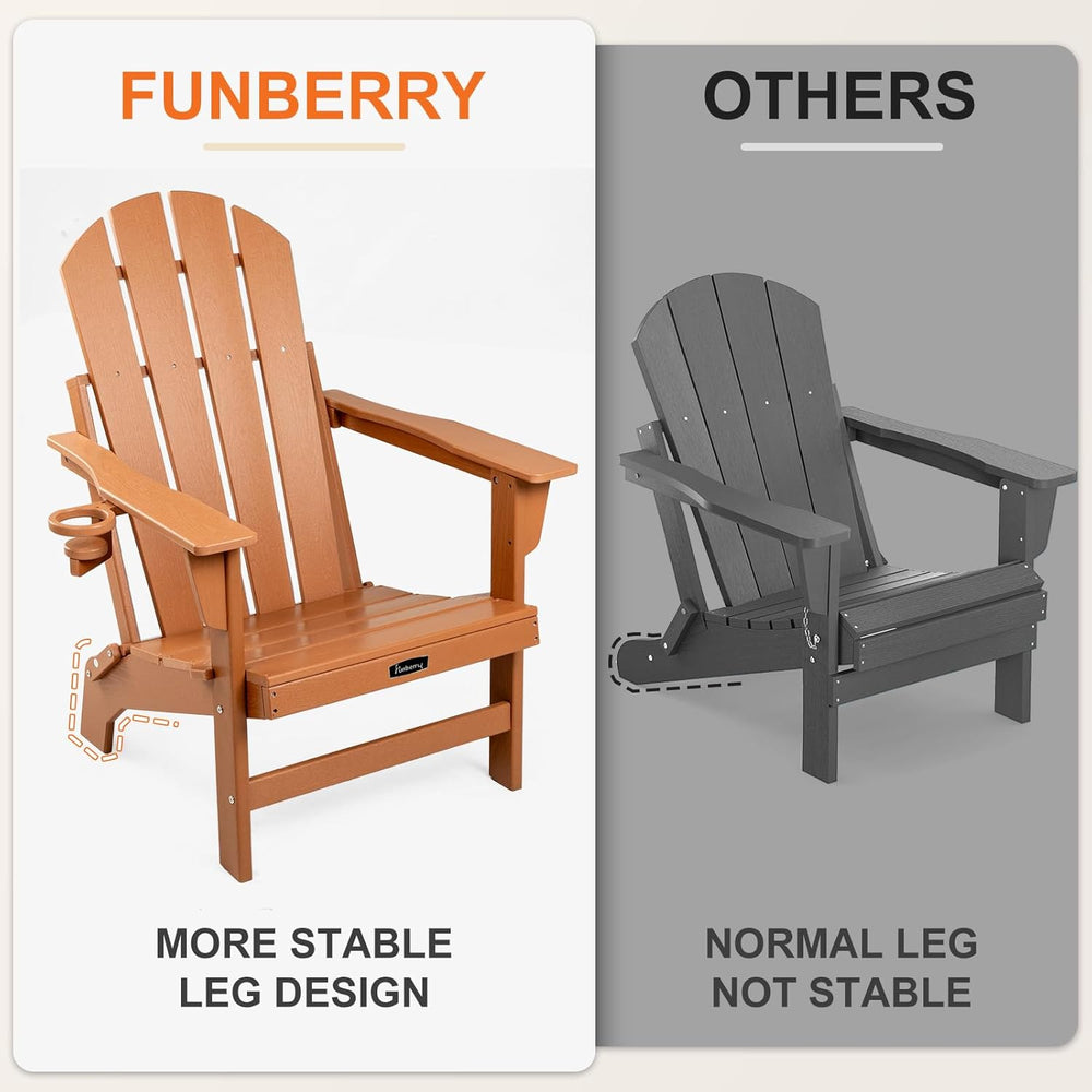 FUNBERRY Oversized Folding Adirondack Chair Set of 4, Fire Pit Chair 400LBS