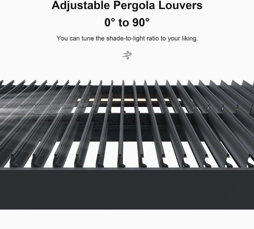 PURPLE LEAF Louvered Pergola 14' x 20' 94AS LED Strip Light Windproof