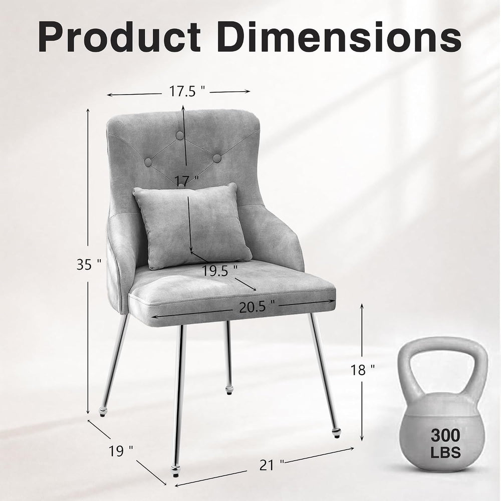 Velvet Vanity Chairs with Back, Upholstered Makeup Chair No Wheels with Metal...