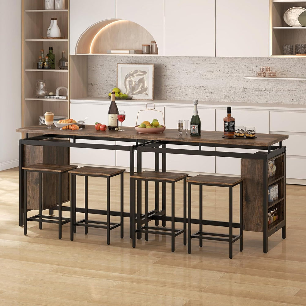 GIANTEX 3-Piece Dining Table Set - Counter Height Dining Table Set with 2 Bar...