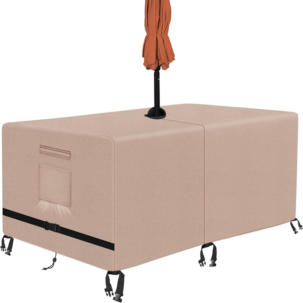Rectangle Patio Table Cover with Umbrella Hole 108 Lx 82" W x 23.6"...