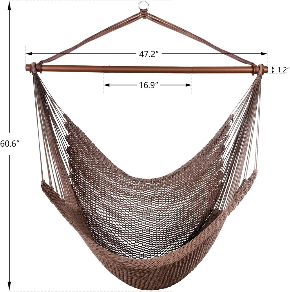 Upgraded Caribbean Hammock Chair with Detachable Metal Bar, Large Hammock Swi...