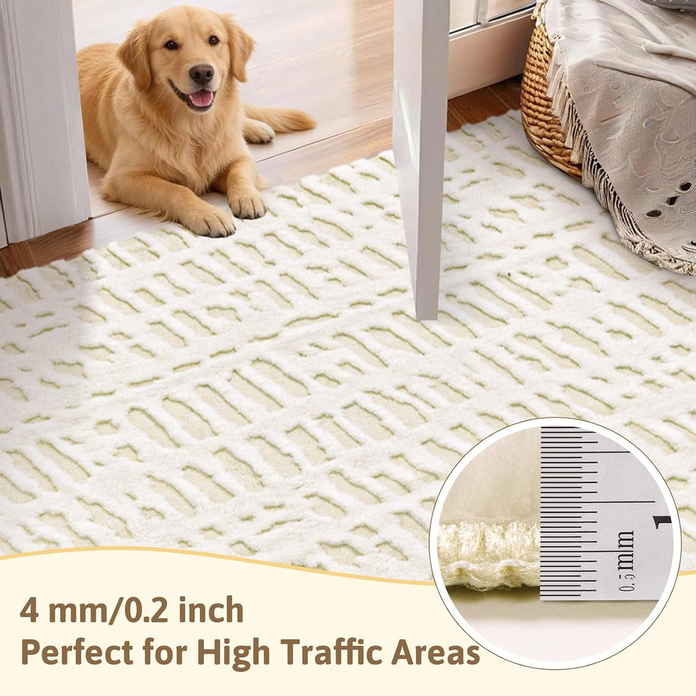 Yamaziot Washable 8x10 Area Rugs for Living Room Non Slip Ivory Beige