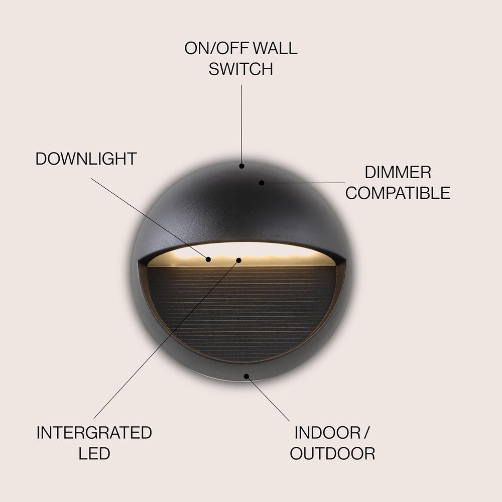 JONATHAN Y Orbe 1-Light Integrated LED Wall Sconce 6.25", Black