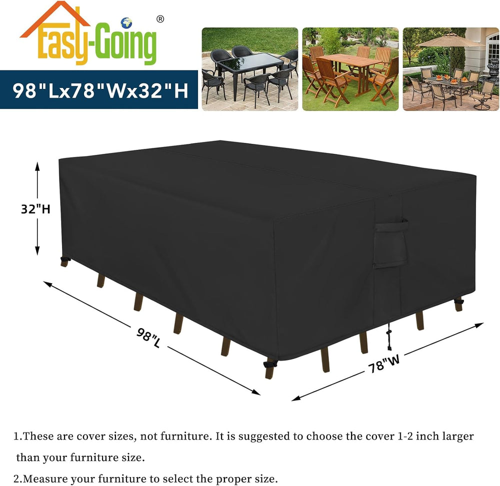 Easy-Going Rectangle Patio Furniture Cover Waterproof Outdoor Dining Table an...