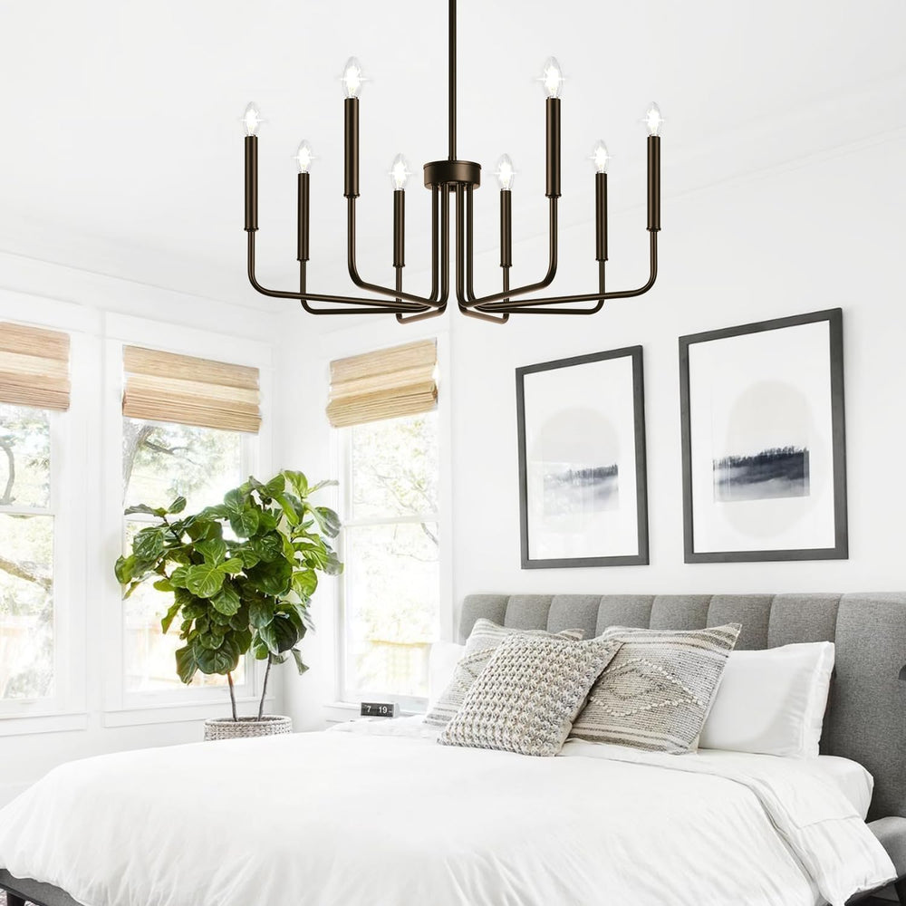 8-Light Farmhouse Chandelier for Dining Room Lighting Fixtures Hanging, Oil-R...