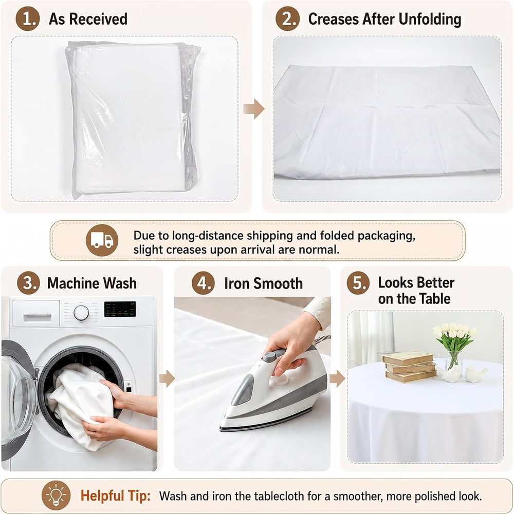 Fixwal 6 Pack 120 Inch Tablecloths Round White Table Cover