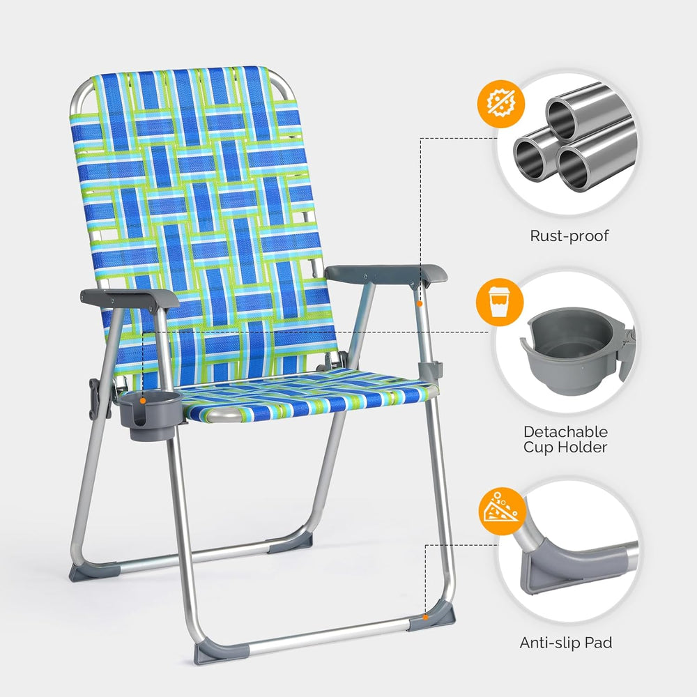 VINGLI Aluminum Patio Lawn Chairs Folding Set of 2 with Detachable Cup Holder...