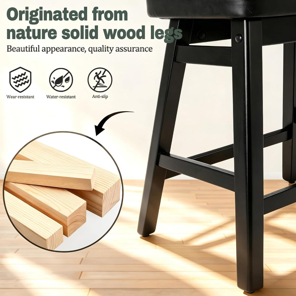 RNKSFX Counter Height Black Bar Stools Set of 3 for Kitchen Counter, Backless...
