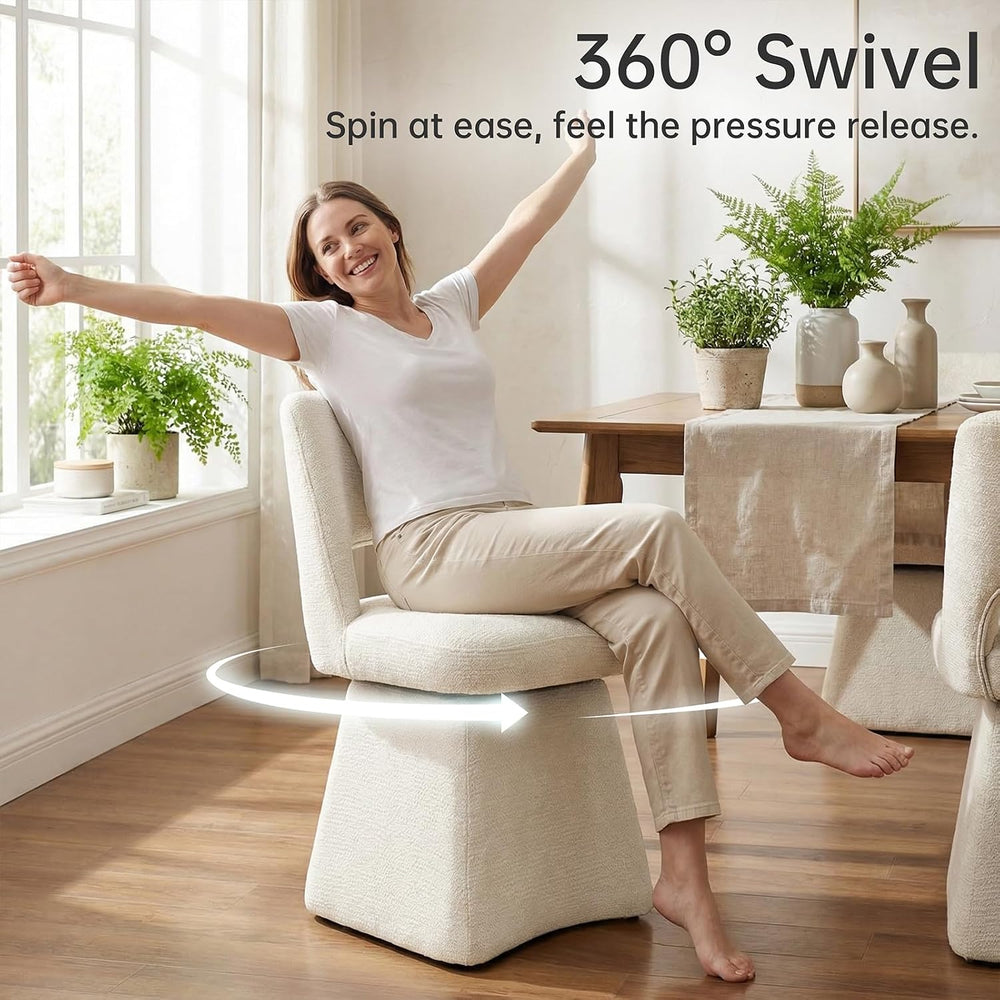 VKNOW Upholstered Swivel Dining Chair with Curved Open Back