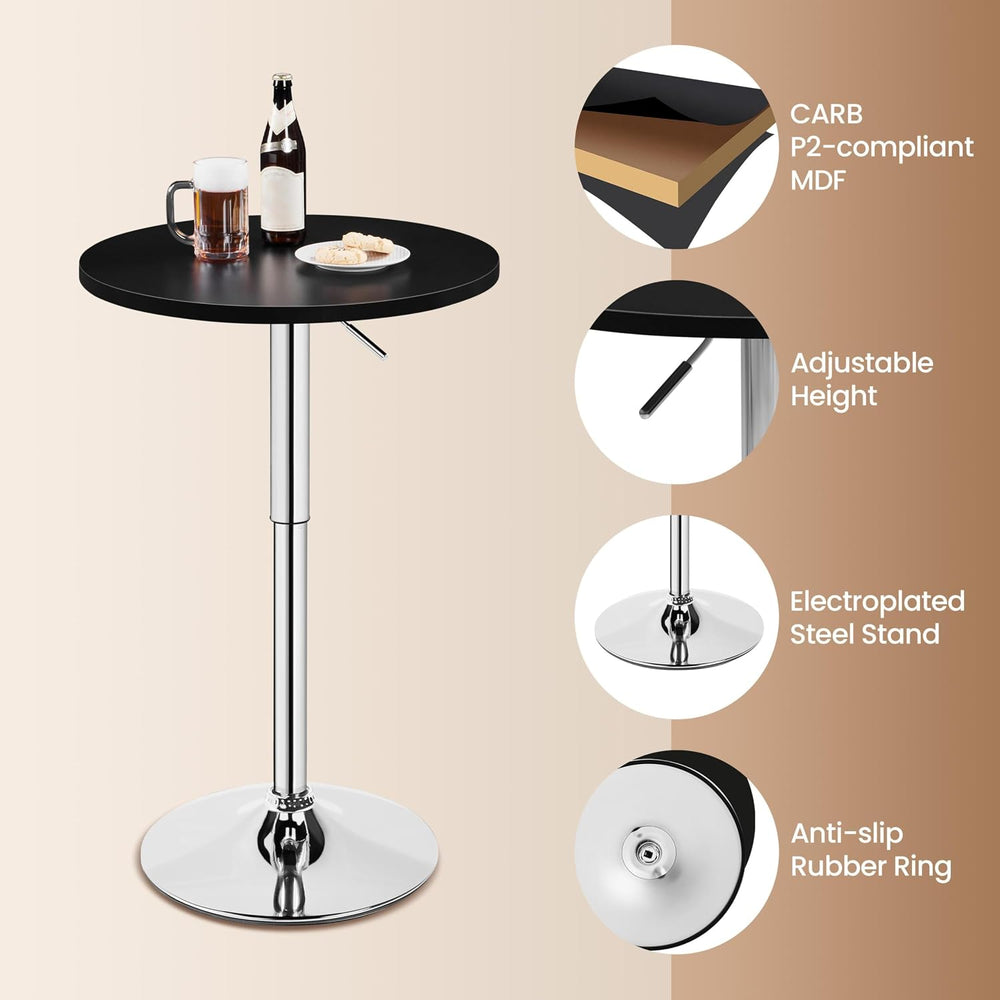 Yaheetech Round Bar Table Set of 2, Adjustable 27.5-36" Height, Black