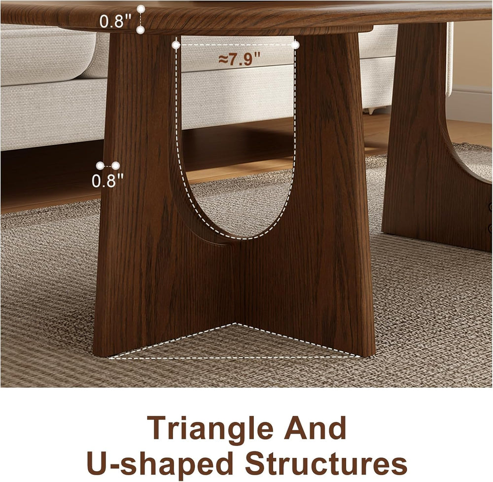 Solid Wood Coffee Table, Mid-Century Modern Center Table for Living Room, FAS...