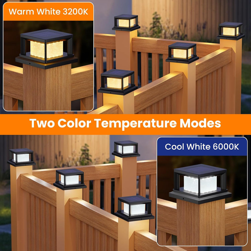 Mlambert 12 Pack 4x4 Solar Post Light, 2 Mode Wooden Vinyl Fence Cap, Black