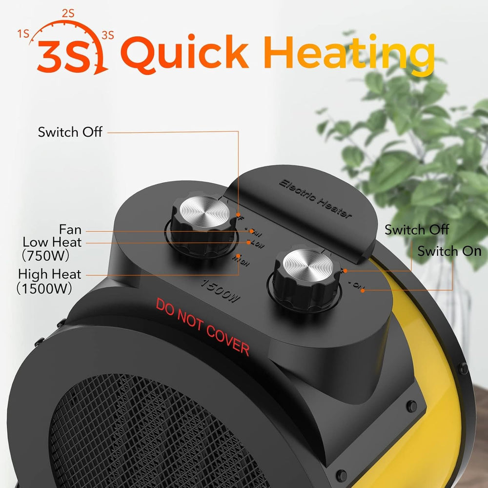 Elevoke Space Heaters for Indoor Use, 1500W PTC Electric Heater with 90°Adjus...
