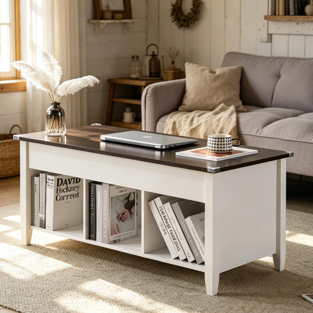 Bonnlo Lift Top Coffee Table, Wood Coffee Table with Lifting Tabletop, Hidden...