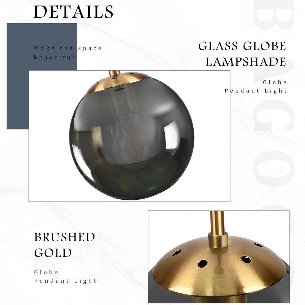 Bagood 8 Inch Globe Pendant Light Gold Globe Pendant Lights Kitchen Island Mi...