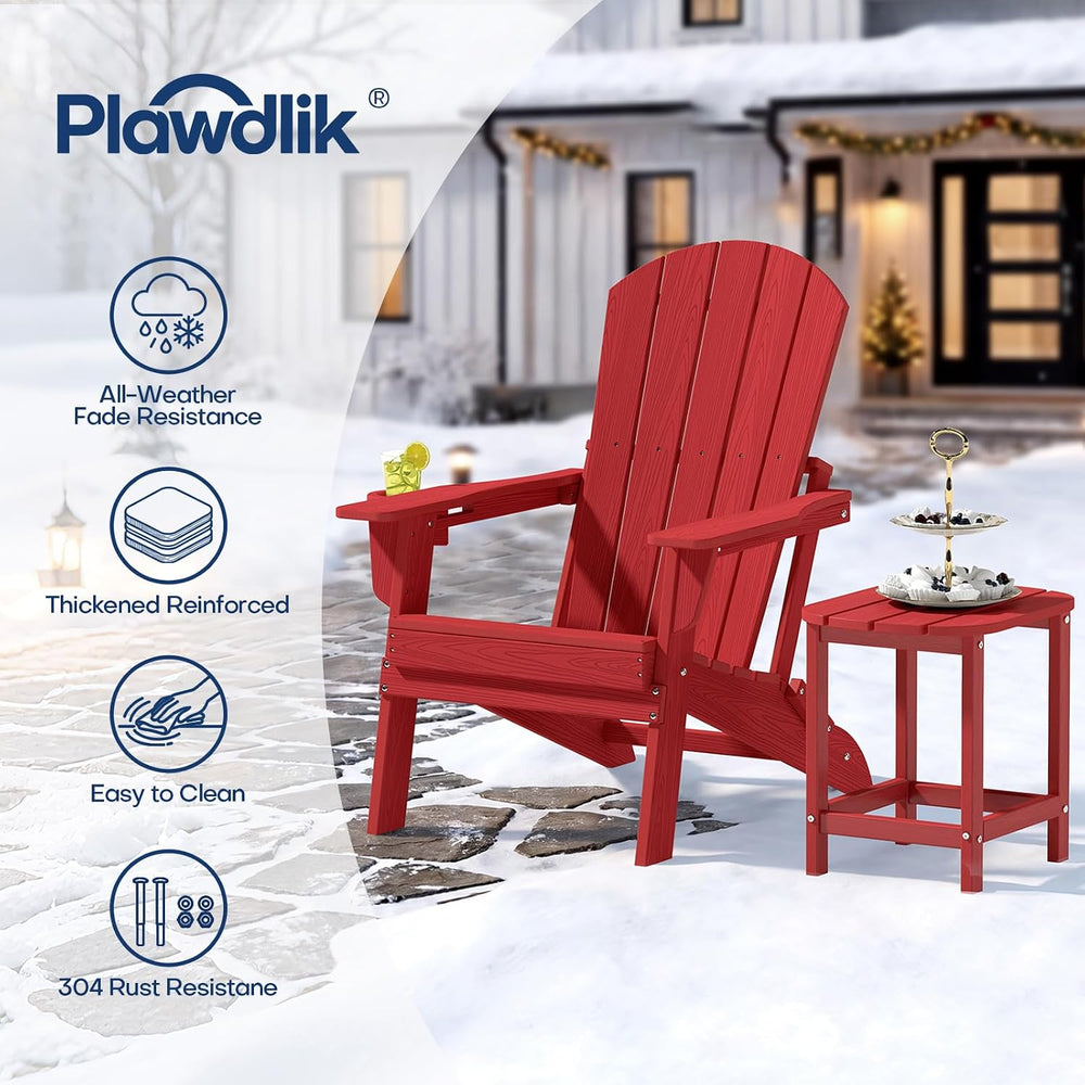 Plawdlik Folding Adirondack Chair Set of 6 with Cup Holder,Wooden Textured ,H...