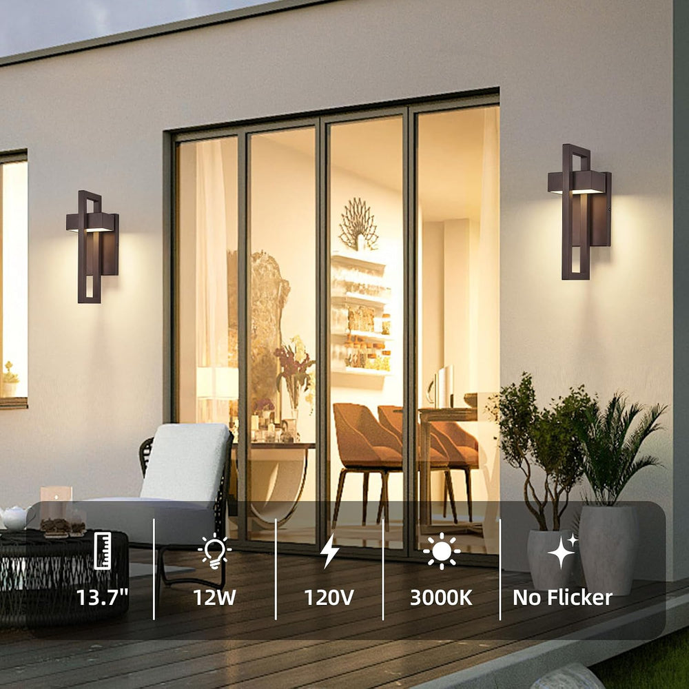 Modern Outdoor Wall Lights Brown Exterior Lighting Fixtures, 13.7'' 2...