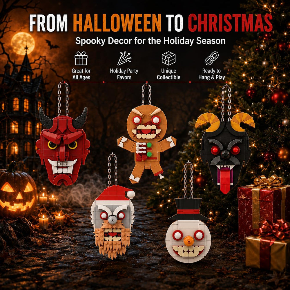 Halloween Horror Building Set, 5 Creepy Character Ornaments, 433 Pieces