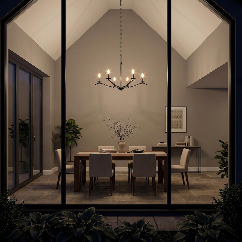 30" Black Chandeliers for Dining Room 6-Light Farmhouse High Ceiling Cha...